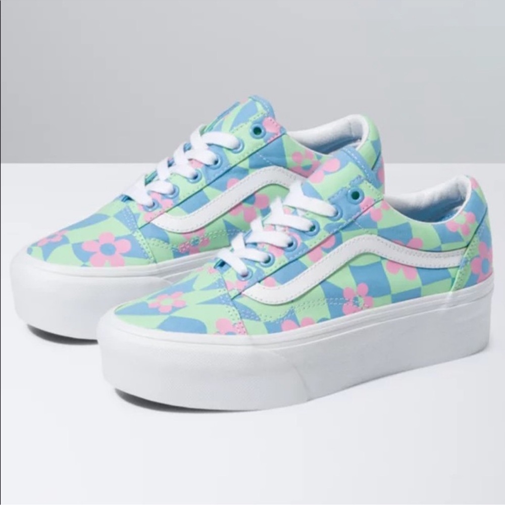 Vans Old Skool Stacked Checkerboard Floral Sneakers W 7.5